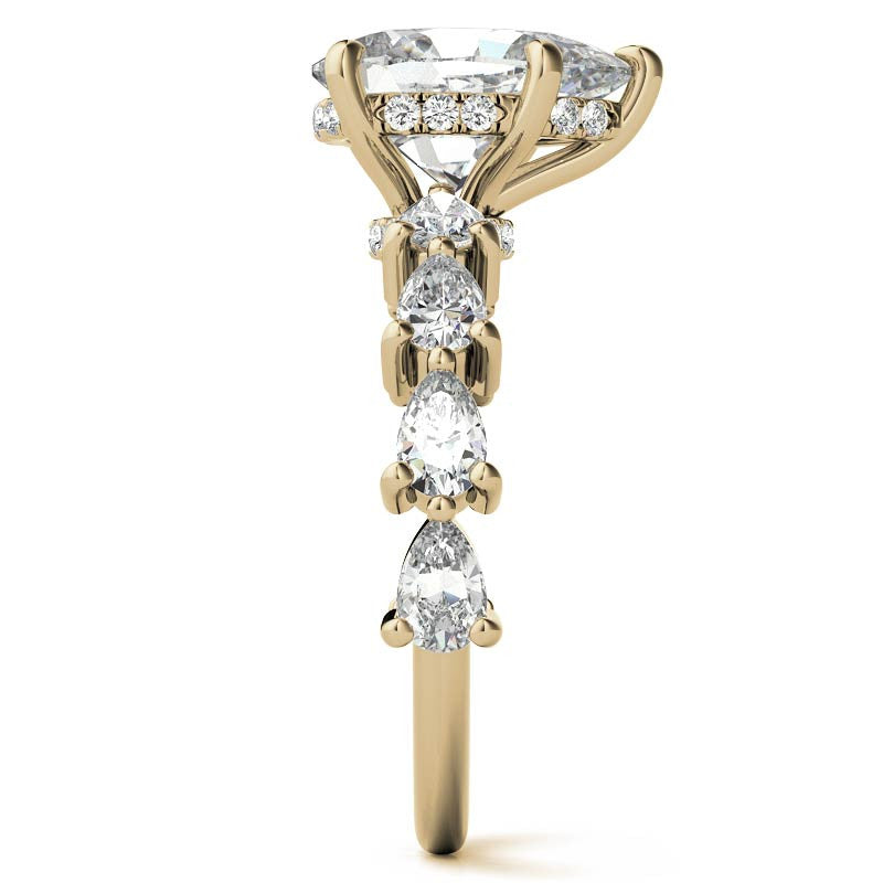 8-Stone 4x2.5mm Pear Moissanite Engagement Ring
