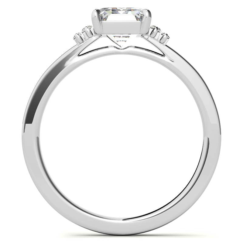 Emerald / Radiant Moissanite and Diamond Baguette Engagement Ring