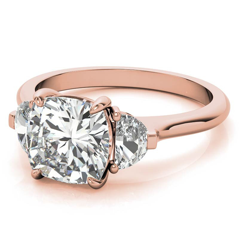 Cushion and Half Moon Moissanite Cathedral Engagement Ring