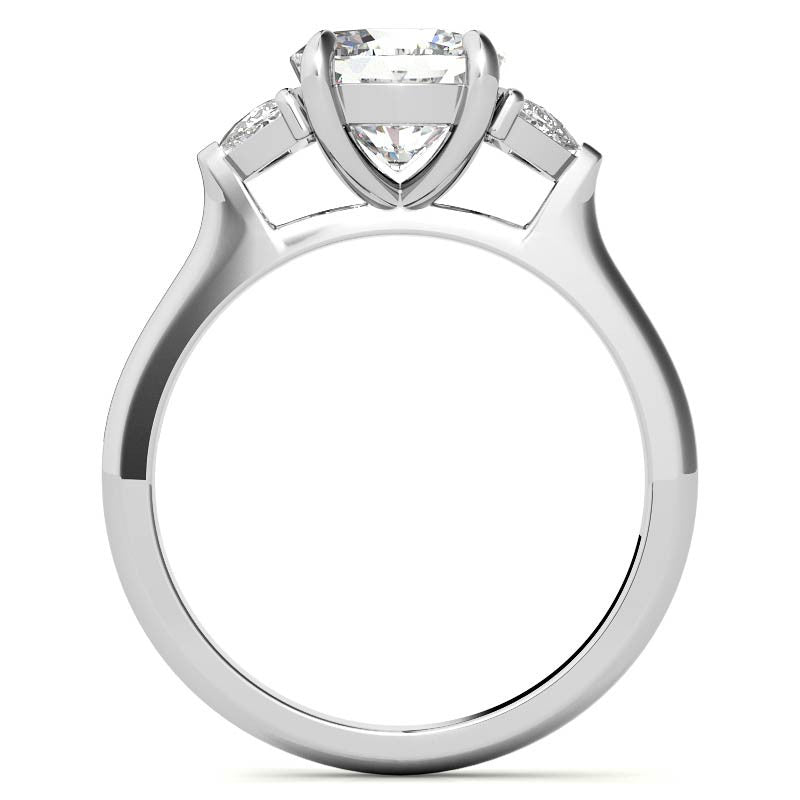 Cushion and Half Moon Moissanite Cathedral Engagement Ring