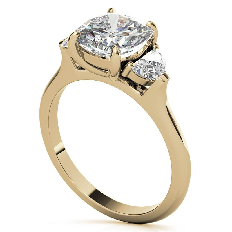 Cushion and Half Moon Moissanite Cathedral Engagement Ring