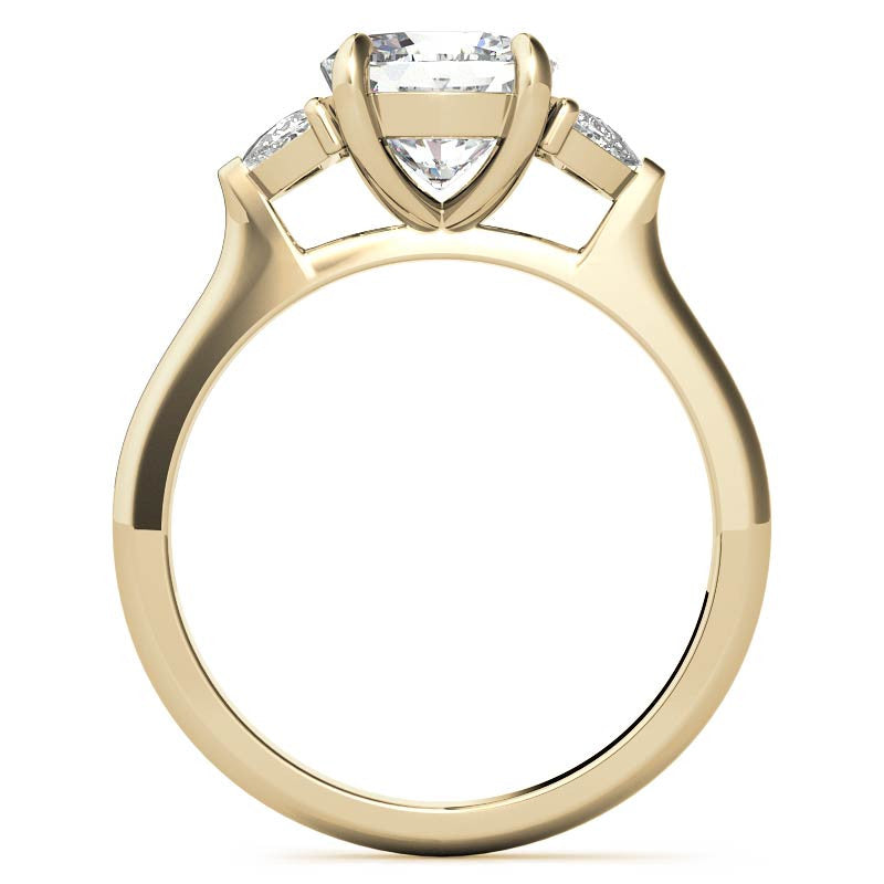 Cushion and Half Moon Moissanite Cathedral Engagement Ring
