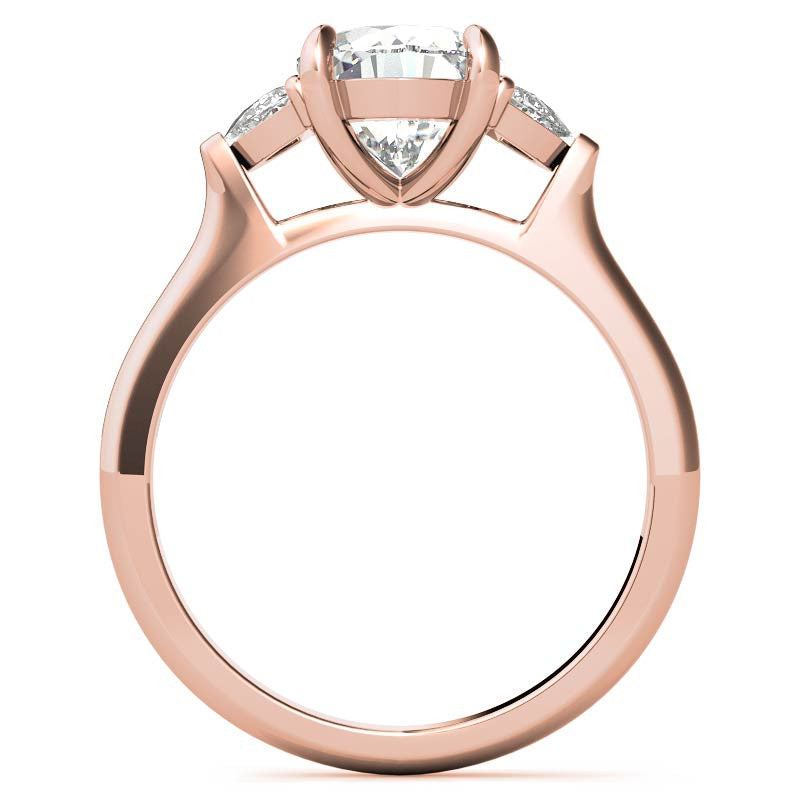 Oval and Half Moon Moissanite Cathedral Engagement Ring