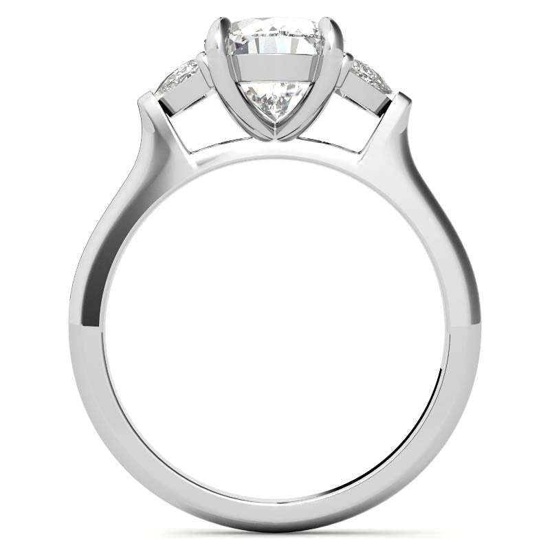 Oval and Half Moon Moissanite Cathedral Engagement Ring