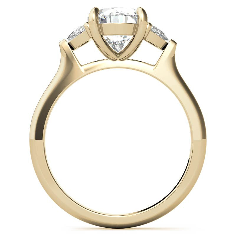 Oval and Half Moon Moissanite Cathedral Engagement Ring