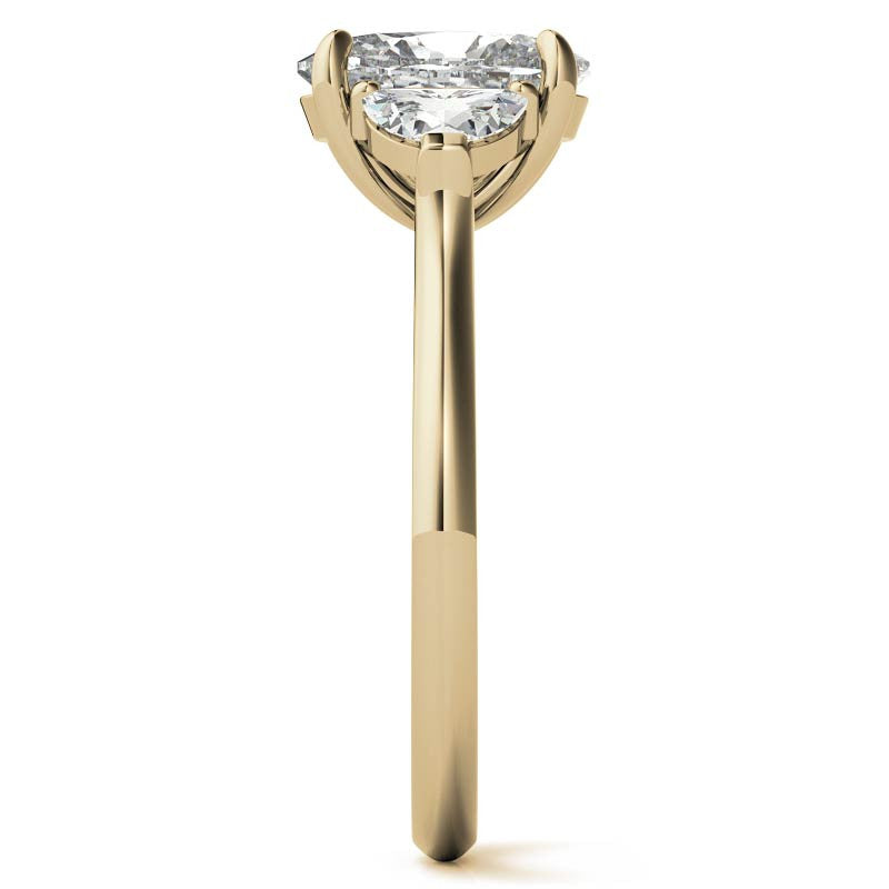 Oval and Half Moon Moissanite Cathedral Engagement Ring