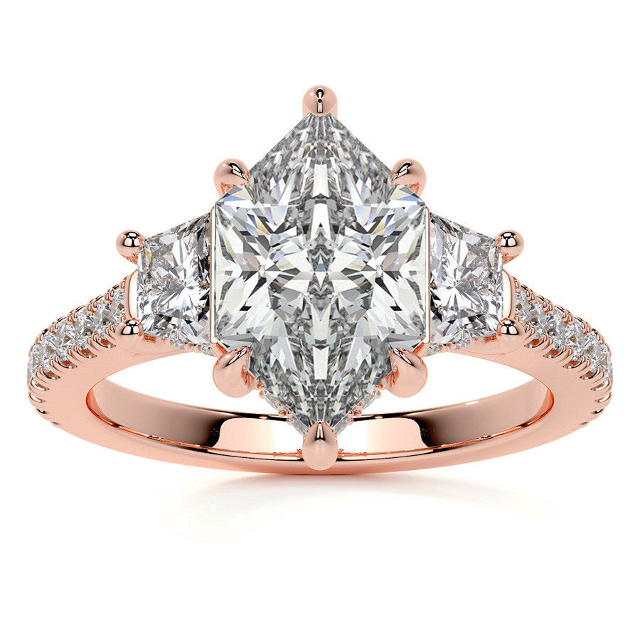 Duchess Marquise and Trapezoid 3-Stone Moissanite Engagement Ring