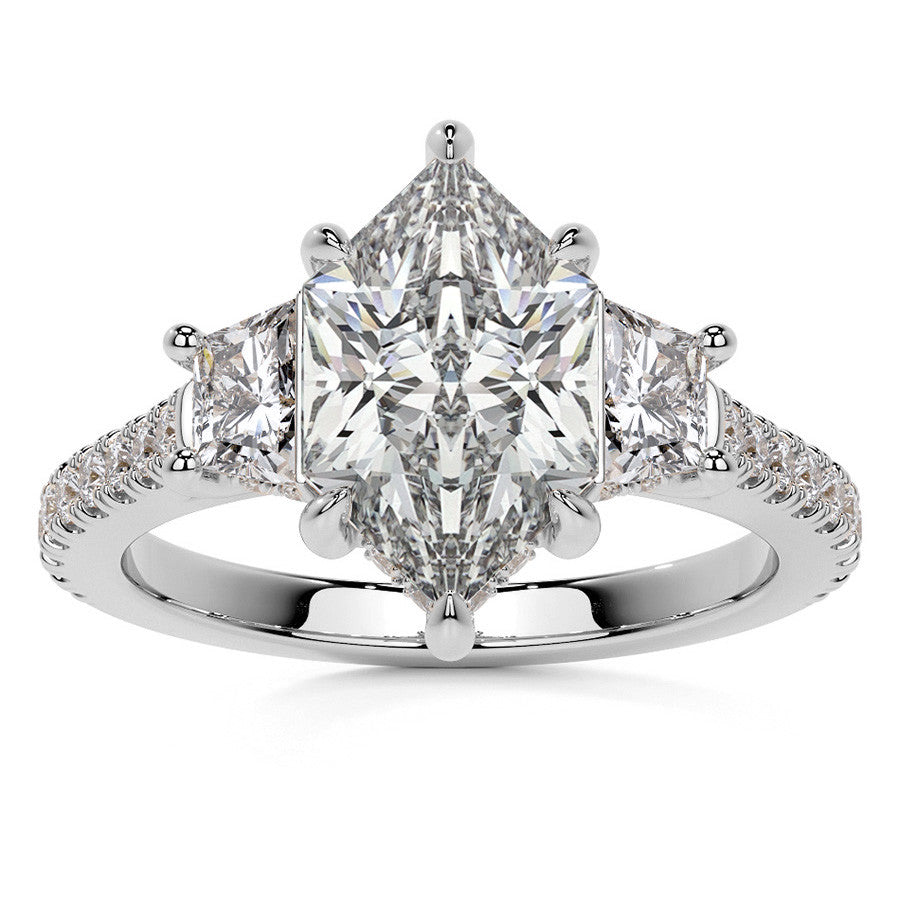 Duchess Marquise and Trapezoid 3-Stone Moissanite Engagement Ring