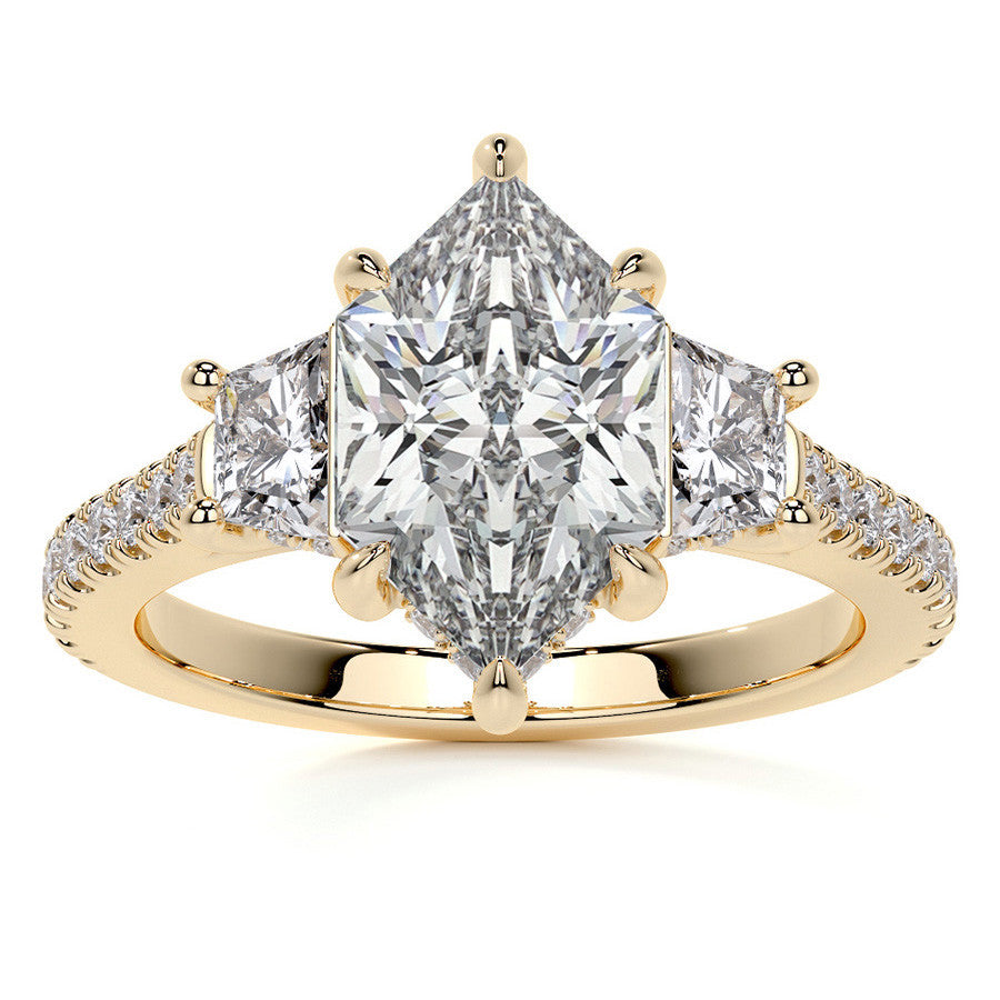 Duchess Marquise and Trapezoid 3-Stone Moissanite Engagement Ring