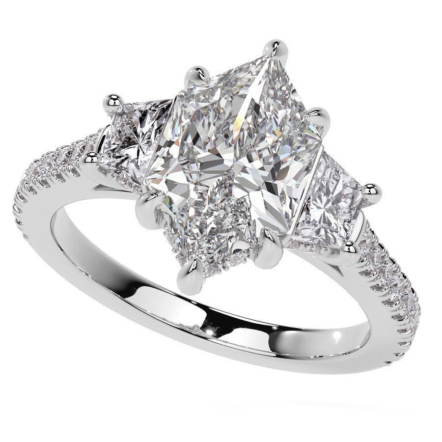 Duchess Marquise and Trapezoid 3-Stone Moissanite Engagement Ring