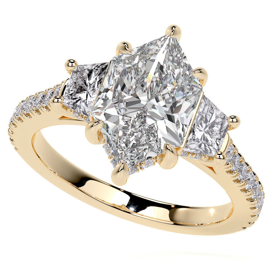 Duchess Marquise and Trapezoid 3-Stone Moissanite Engagement Ring