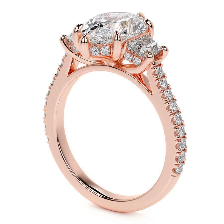 Duchess Marquise and Trapezoid 3-Stone Moissanite Engagement Ring