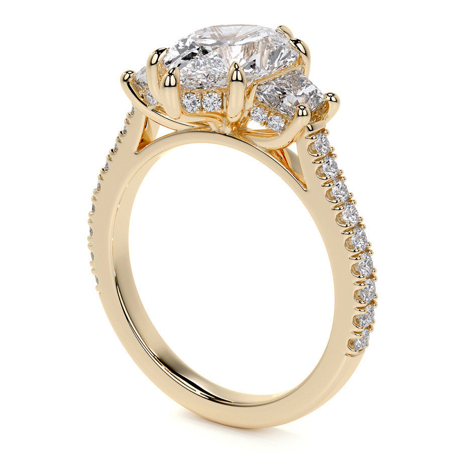 Duchess Marquise and Trapezoid 3-Stone Moissanite Engagement Ring