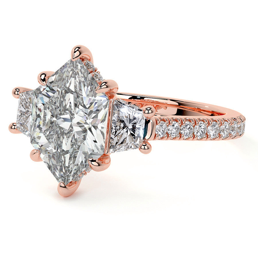 Duchess Marquise and Trapezoid 3-Stone Moissanite Engagement Ring