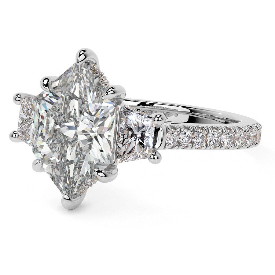 Duchess Marquise and Trapezoid 3-Stone Moissanite Engagement Ring
