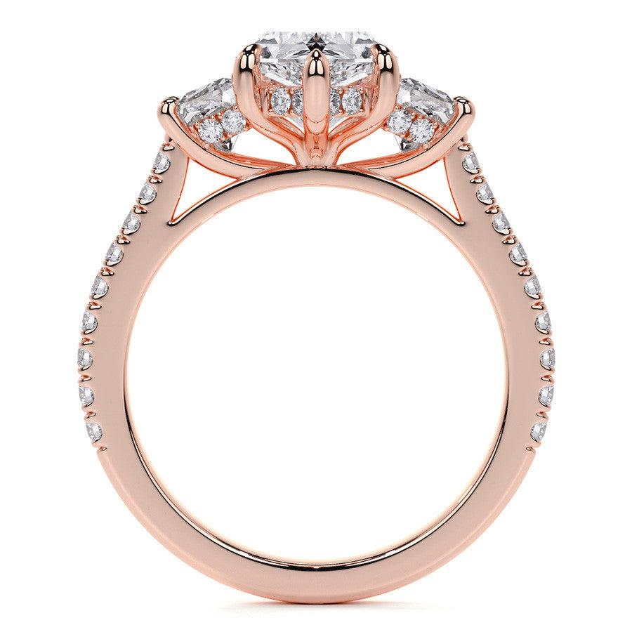 Duchess Marquise and Trapezoid 3-Stone Moissanite Engagement Ring