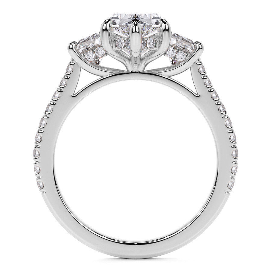 Duchess Marquise and Trapezoid 3-Stone Moissanite Engagement Ring
