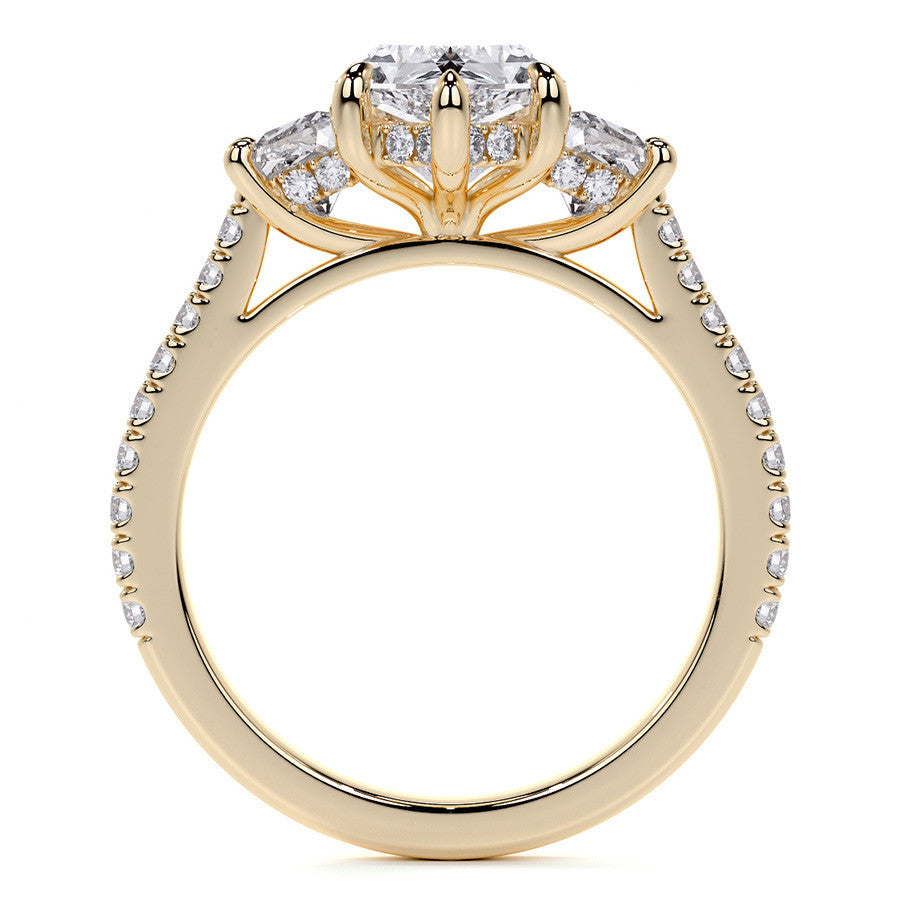 Duchess Marquise and Trapezoid 3-Stone Moissanite Engagement Ring