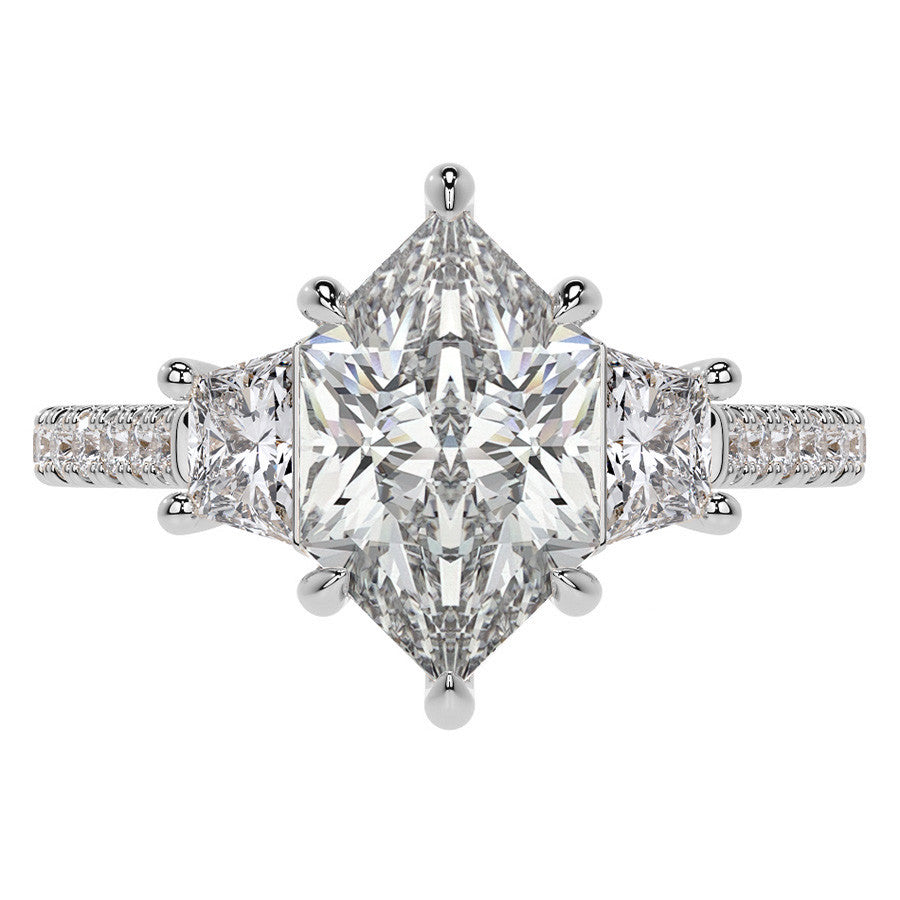 Duchess Marquise and Trapezoid 3-Stone Moissanite Engagement Ring