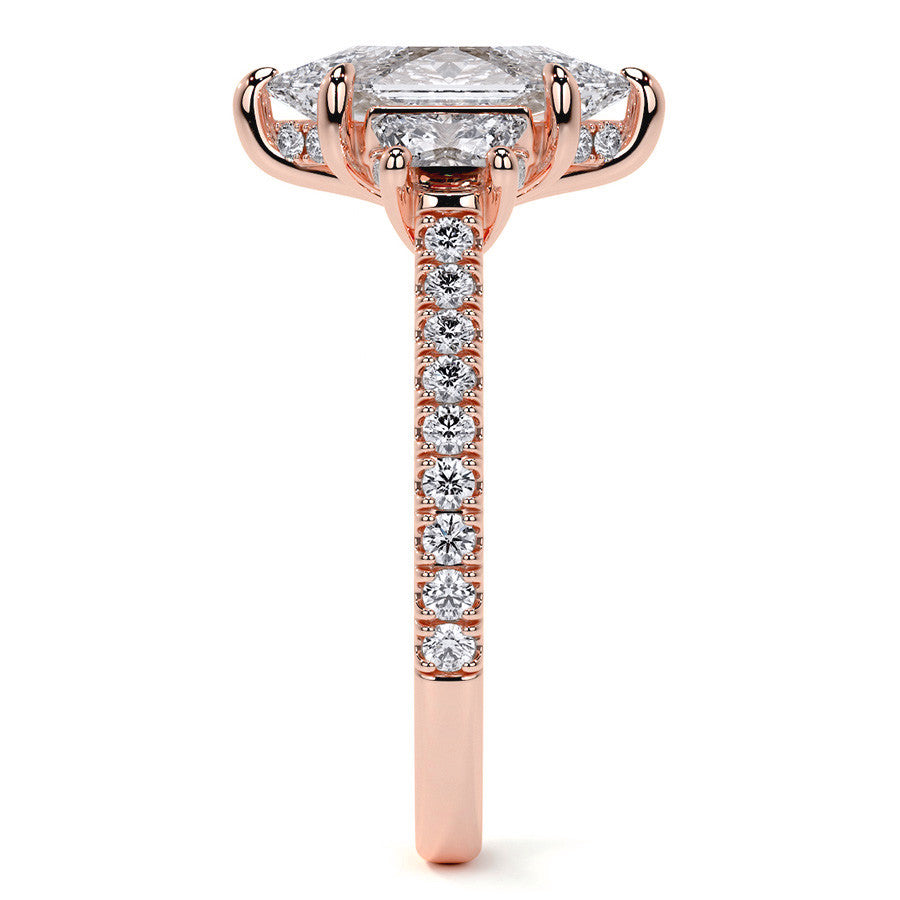 Duchess Marquise and Trapezoid 3-Stone Moissanite Engagement Ring