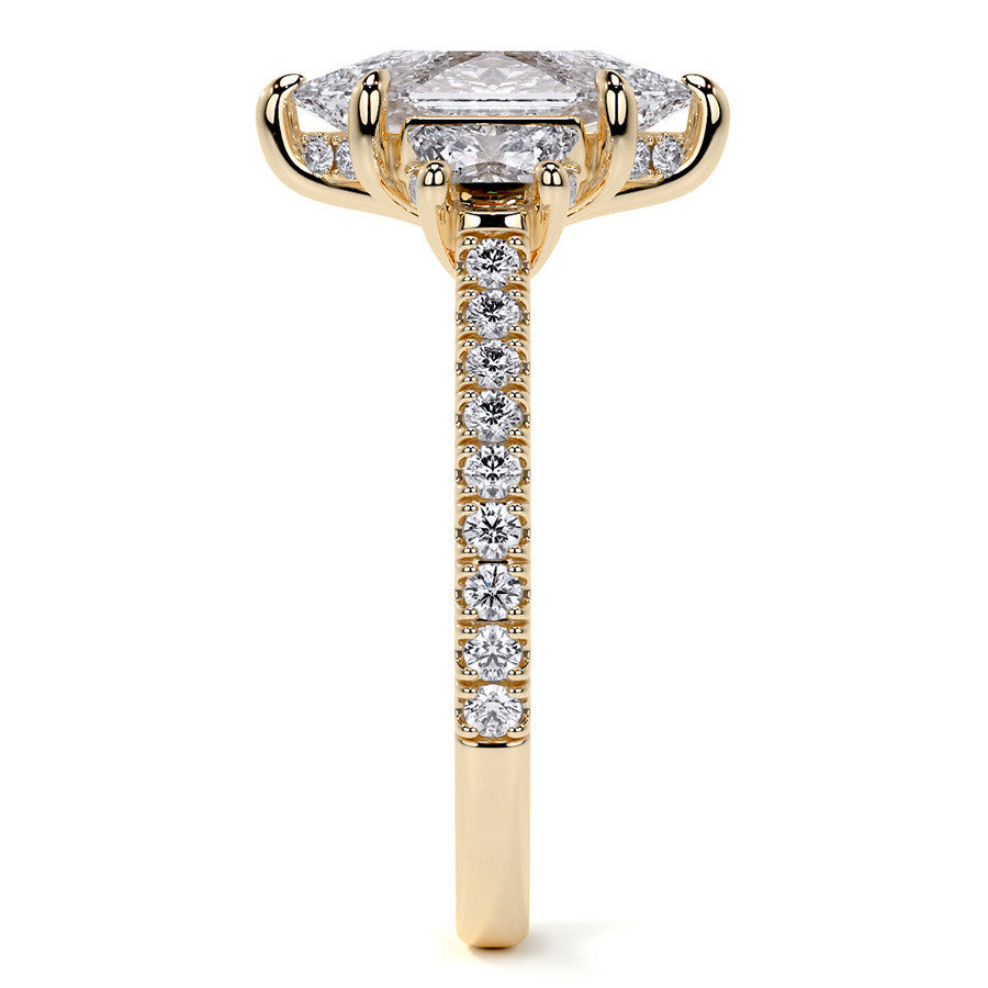 Duchess Marquise and Trapezoid 3-Stone Moissanite Engagement Ring