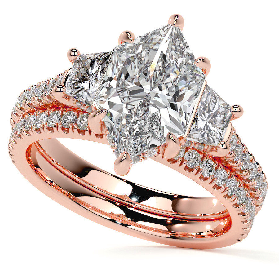 Duchess Marquise and Trapezoid 3-Stone Moissanite Engagement Ring