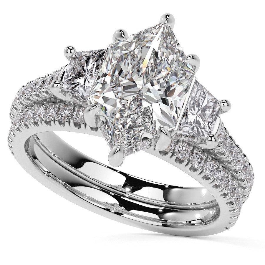 Duchess Marquise and Trapezoid 3-Stone Moissanite Engagement Ring