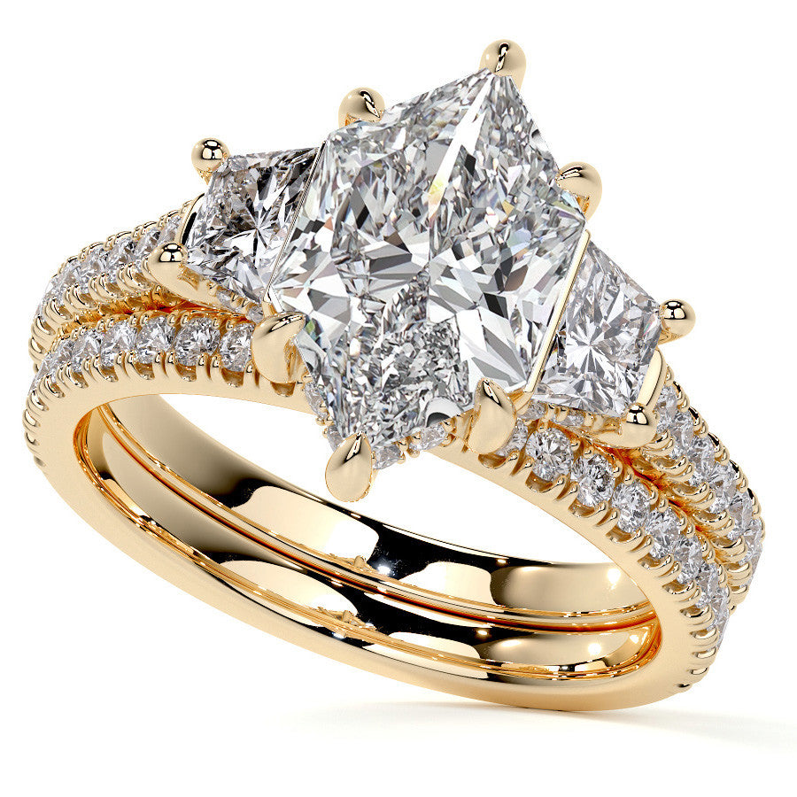Duchess Marquise and Trapezoid 3-Stone Moissanite Engagement Ring