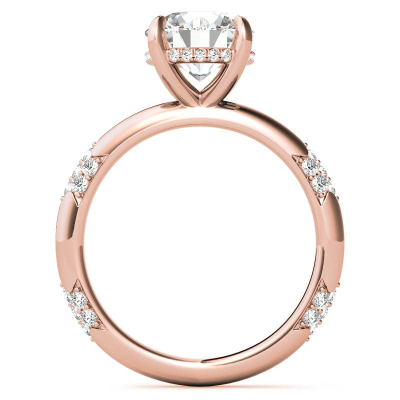 Round Lace Design Moissanite Engagement Ring with Claw Prongs
