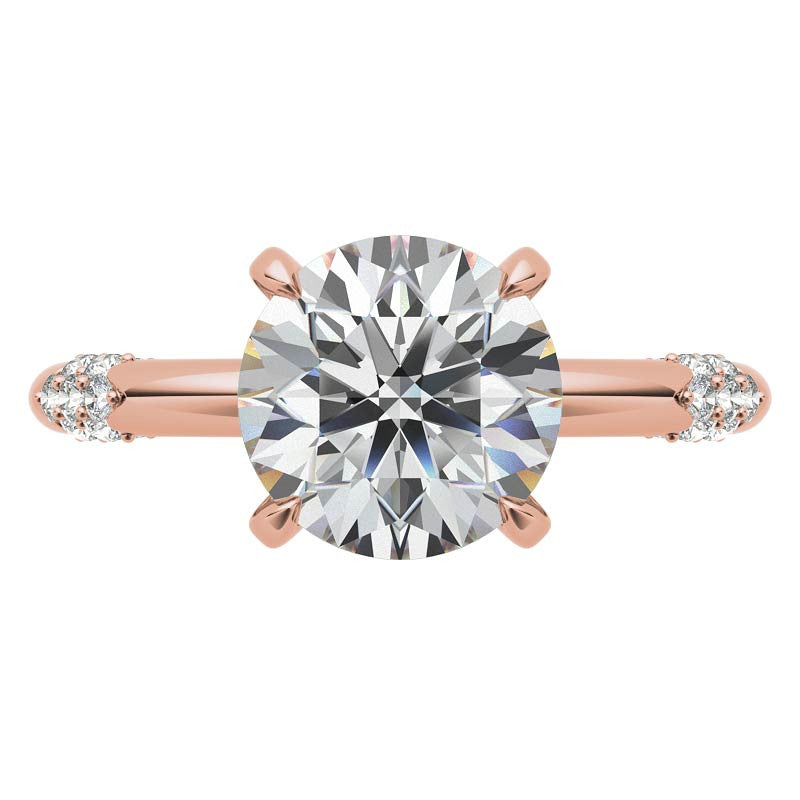 Round Lace Design Moissanite Engagement Ring with Claw Prongs