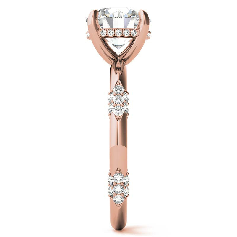 Round Lace Design Moissanite Engagement Ring with Claw Prongs
