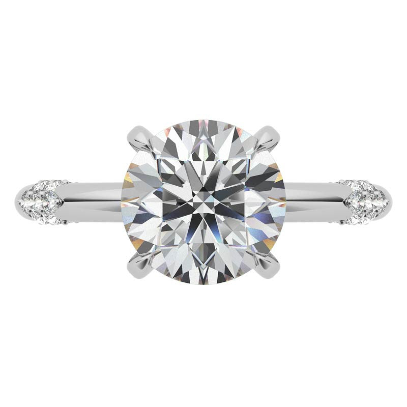 Round Lace Design Moissanite Engagement Ring with Claw Prongs