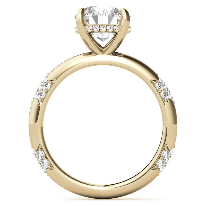 Round Lace Design Moissanite Engagement Ring with Claw Prongs