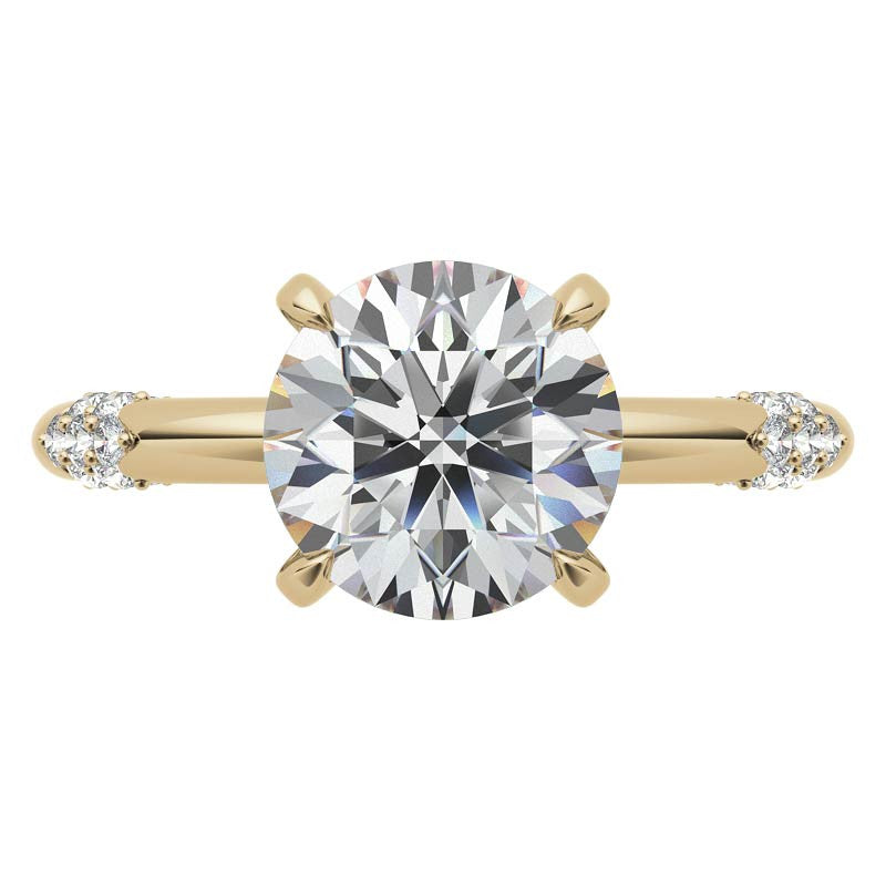 Round Lace Design Moissanite Engagement Ring with Claw Prongs
