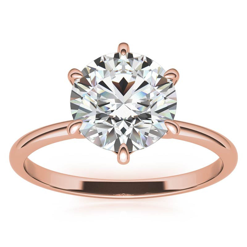 Round 6-Prong Moissanite Solitaire Ring with Claw Prongs