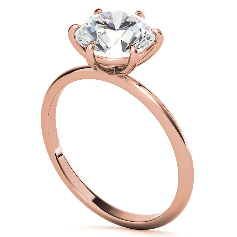 Round 6-Prong Moissanite Solitaire Ring with Claw Prongs