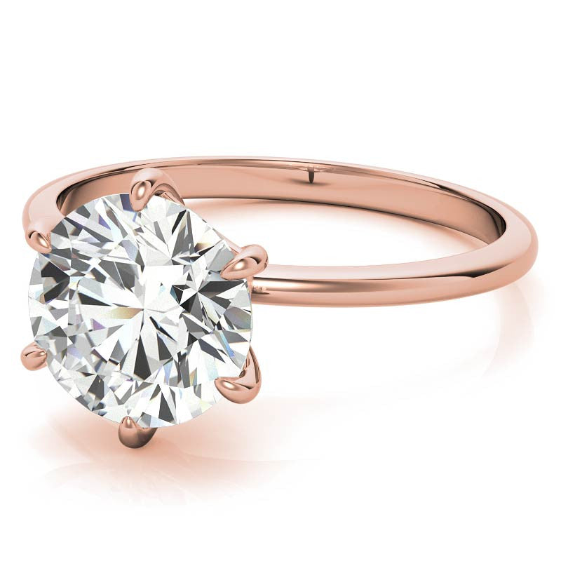 Round 6-Prong Moissanite Solitaire Ring with Claw Prongs