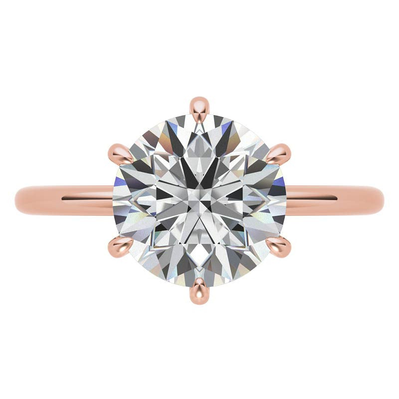 Round 6-Prong Moissanite Solitaire Ring with Claw Prongs