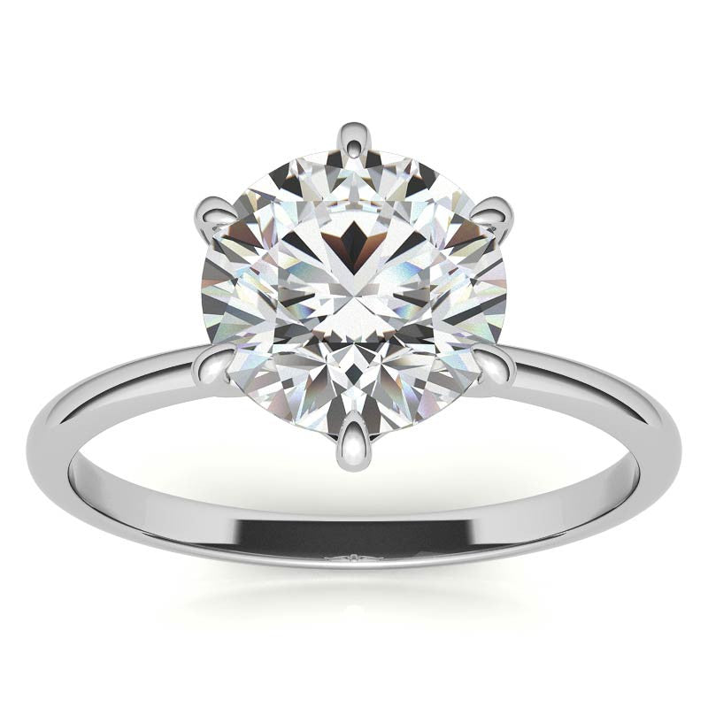 Round 6-Prong Moissanite Solitaire Ring with Claw Prongs