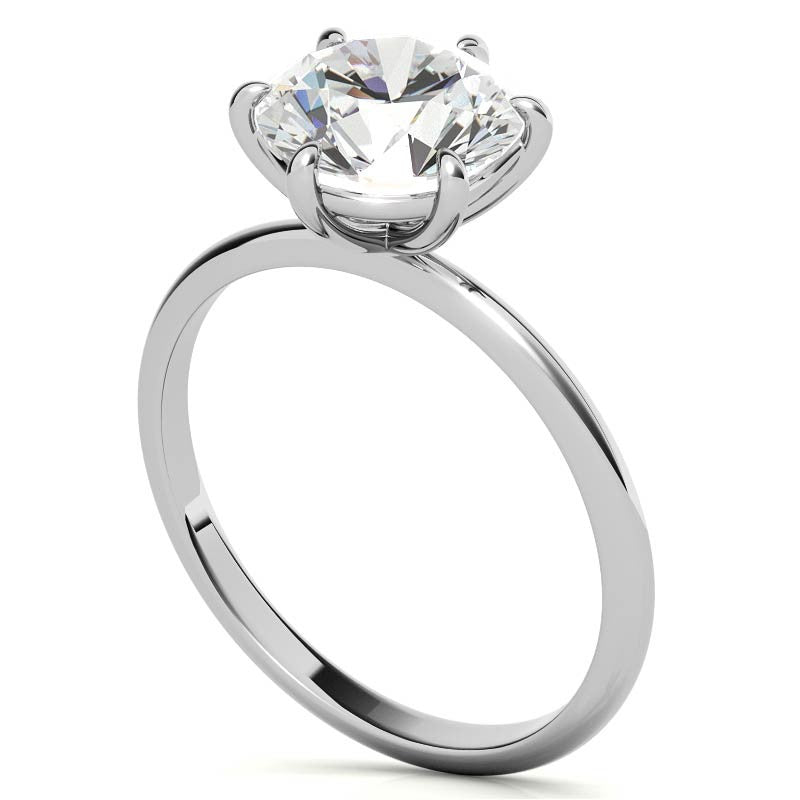 Round 6-Prong Moissanite Solitaire Ring with Claw Prongs
