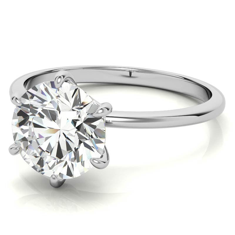 Round 6-Prong Moissanite Solitaire Ring with Claw Prongs