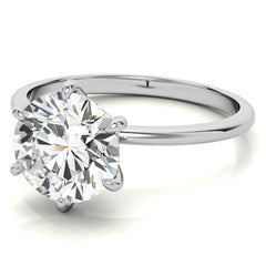 Round 6-Prong Moissanite Solitaire Ring with Claw Prongs