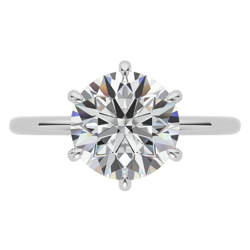 Round 6-Prong Moissanite Solitaire Ring with Claw Prongs
