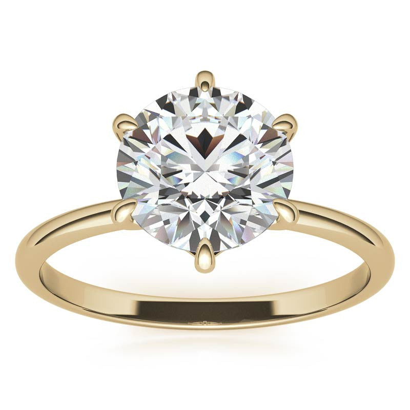 Round 6-Prong Moissanite Solitaire Ring with Claw Prongs