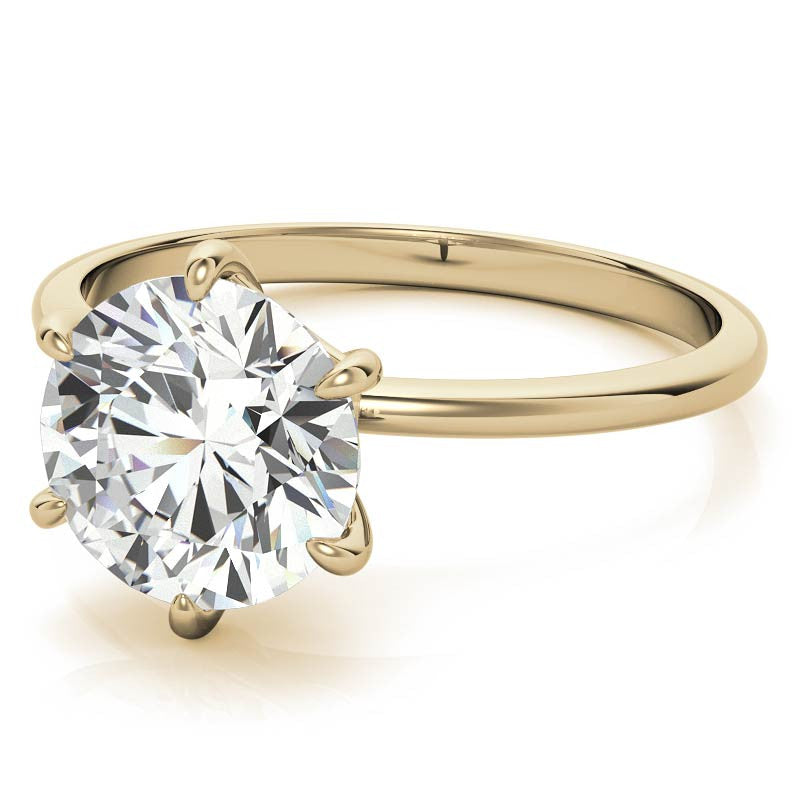 Round 6-Prong Moissanite Solitaire Ring with Claw Prongs