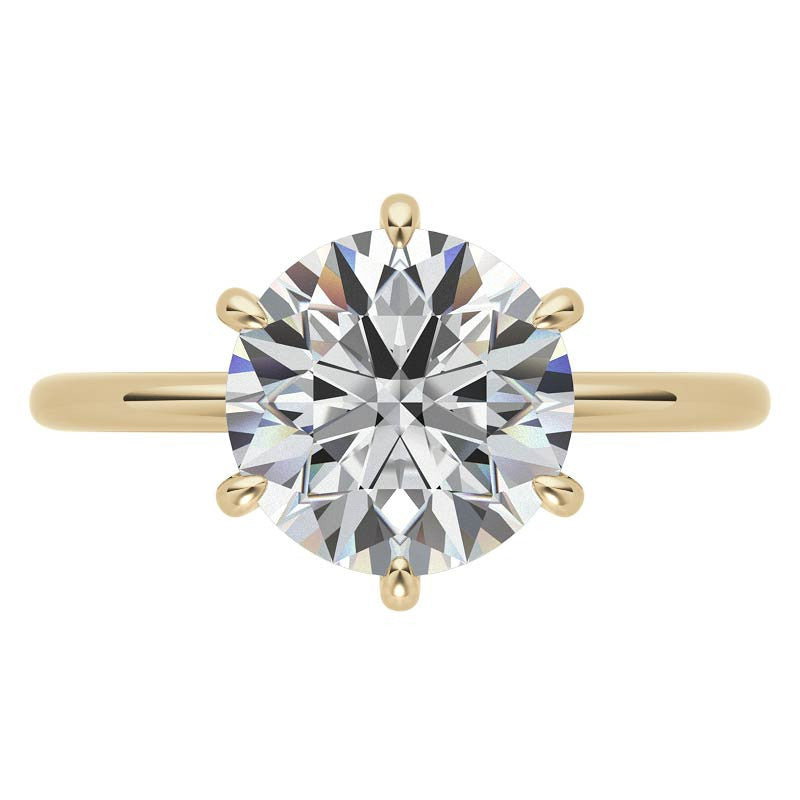 Round 6-Prong Moissanite Solitaire Ring with Claw Prongs