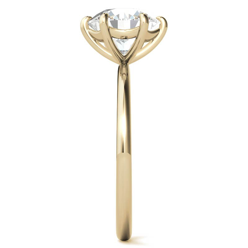 Round 6-Prong Moissanite Solitaire Ring with Claw Prongs