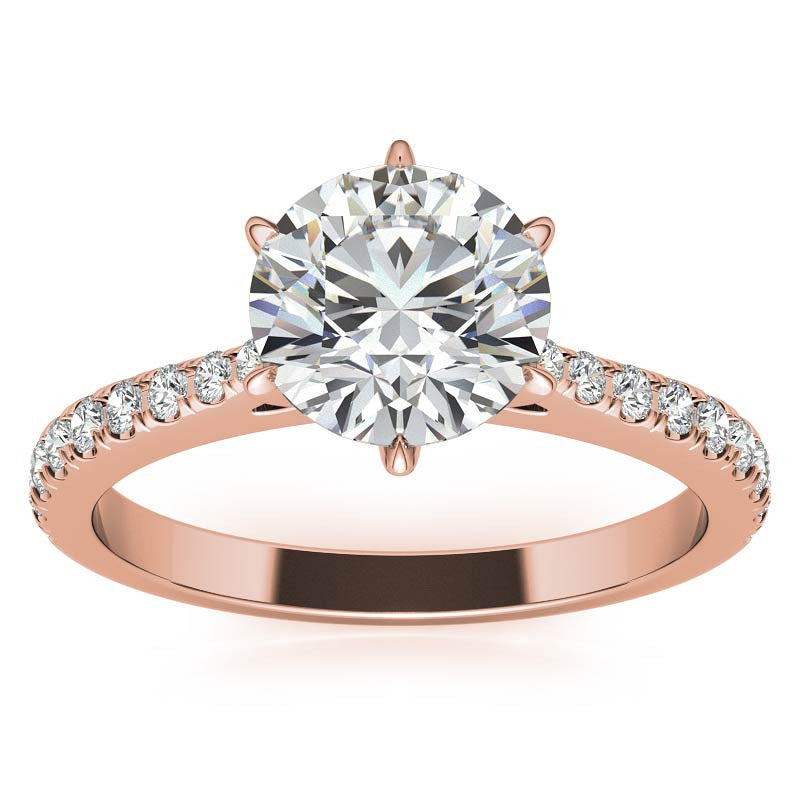 Round 6-prong Graduated Moissanite Engagement Ring