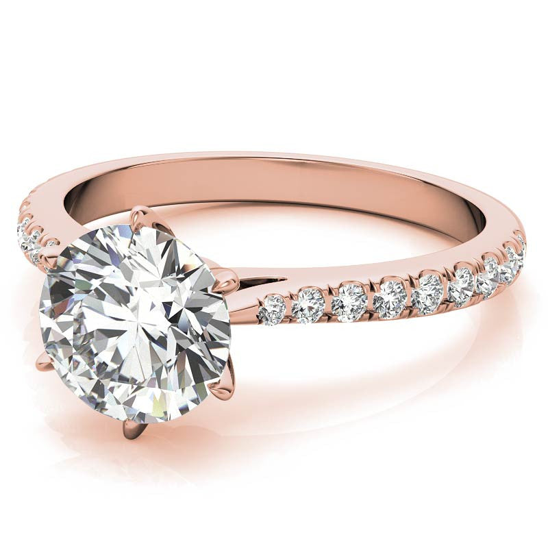 Round 6-prong Graduated Moissanite Engagement Ring