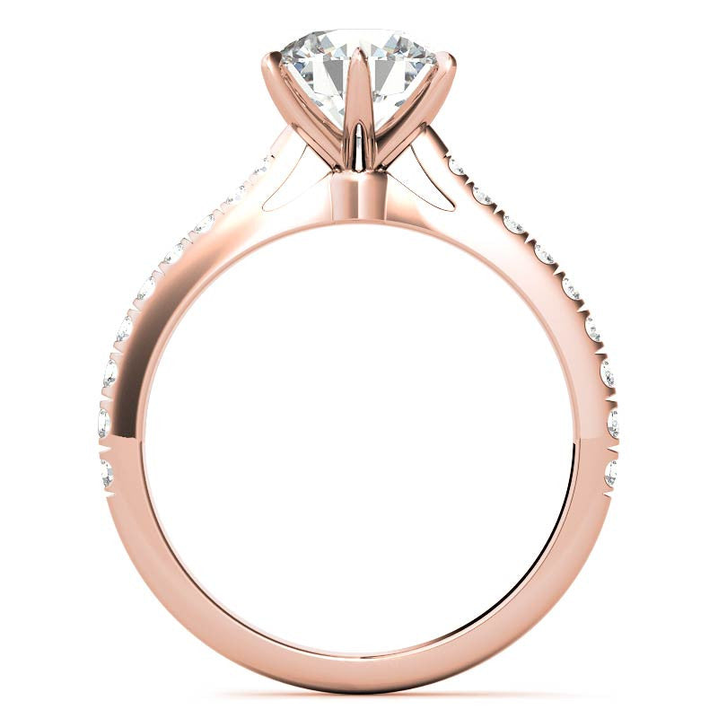 Round 6-prong Graduated Moissanite Engagement Ring
